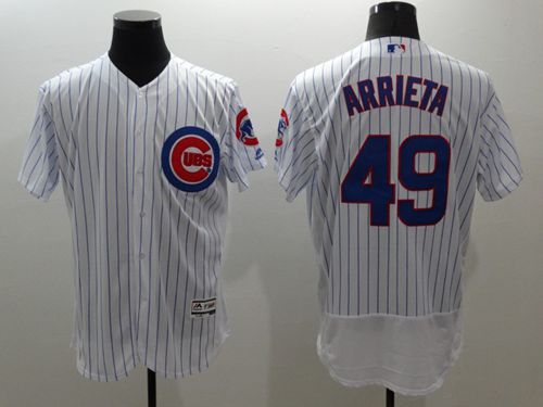 Cubs #49 Jake Arrieta White Flexbase Authentic Collection Stitched MLB Jersey - Click Image to Close